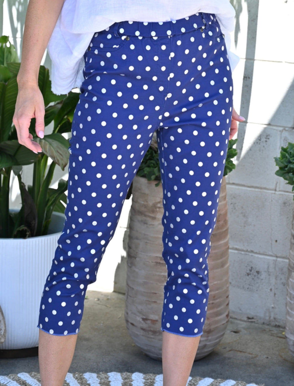 Denim Capri Pant Silver Dot CA24163