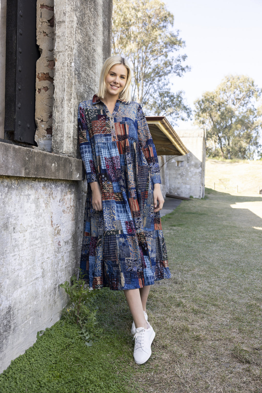 California Dreaming Maxi Corduroy collar dress by Orientique