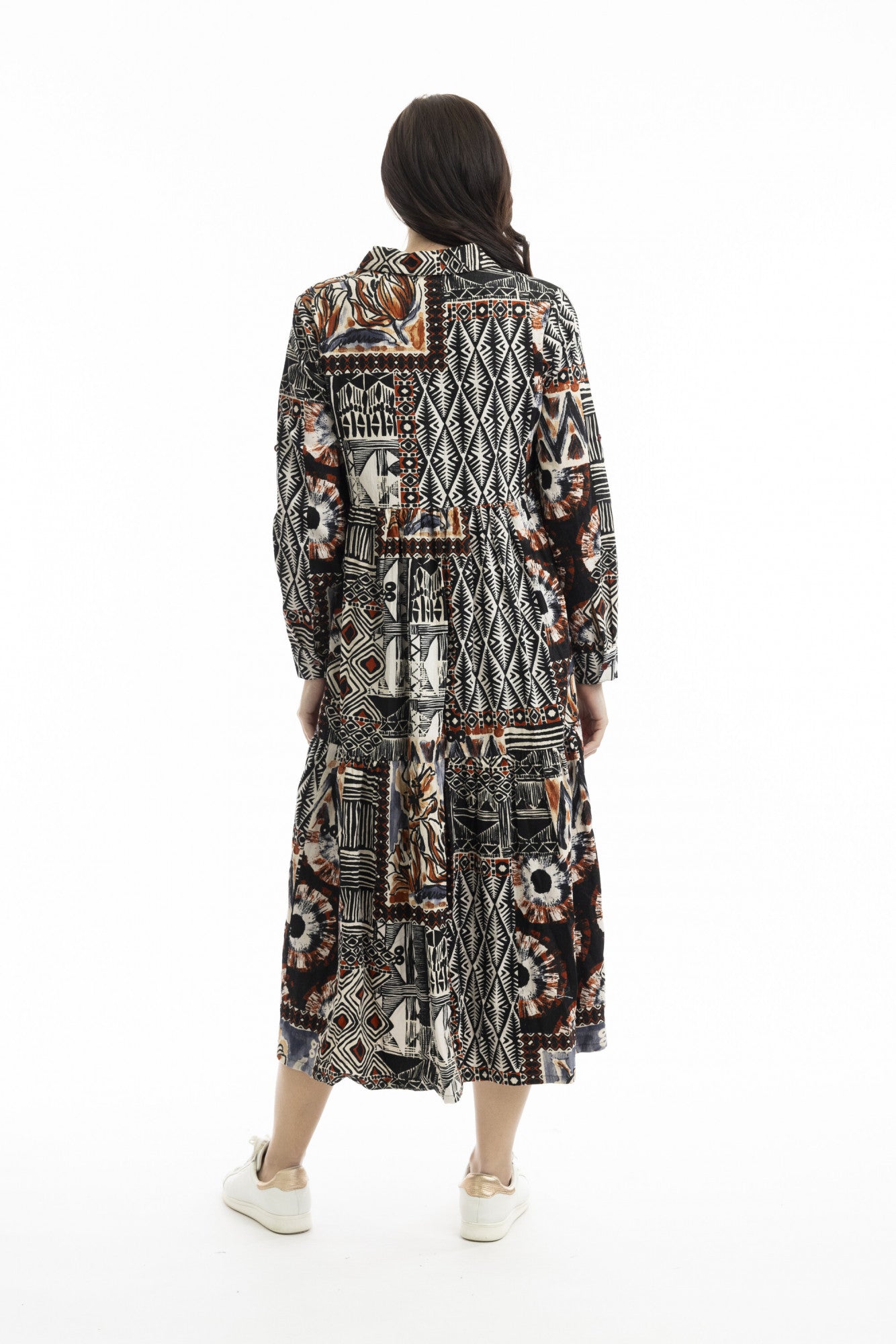 Makeba Maxi Collar Corduroy Dress by Orientique