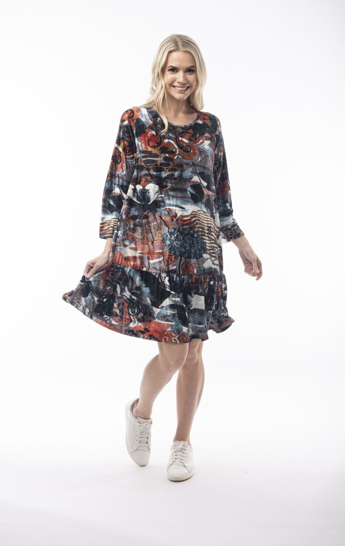 Poseidon Velvet Frill Hem Dress by Orientique