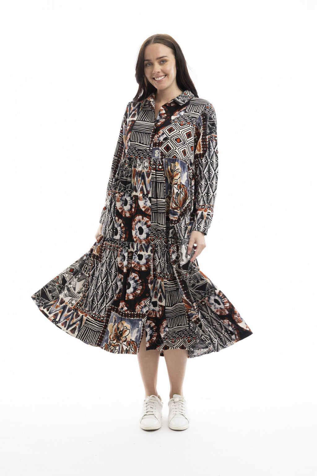 Makeba Maxi Collar Corduroy Dress by Orientique