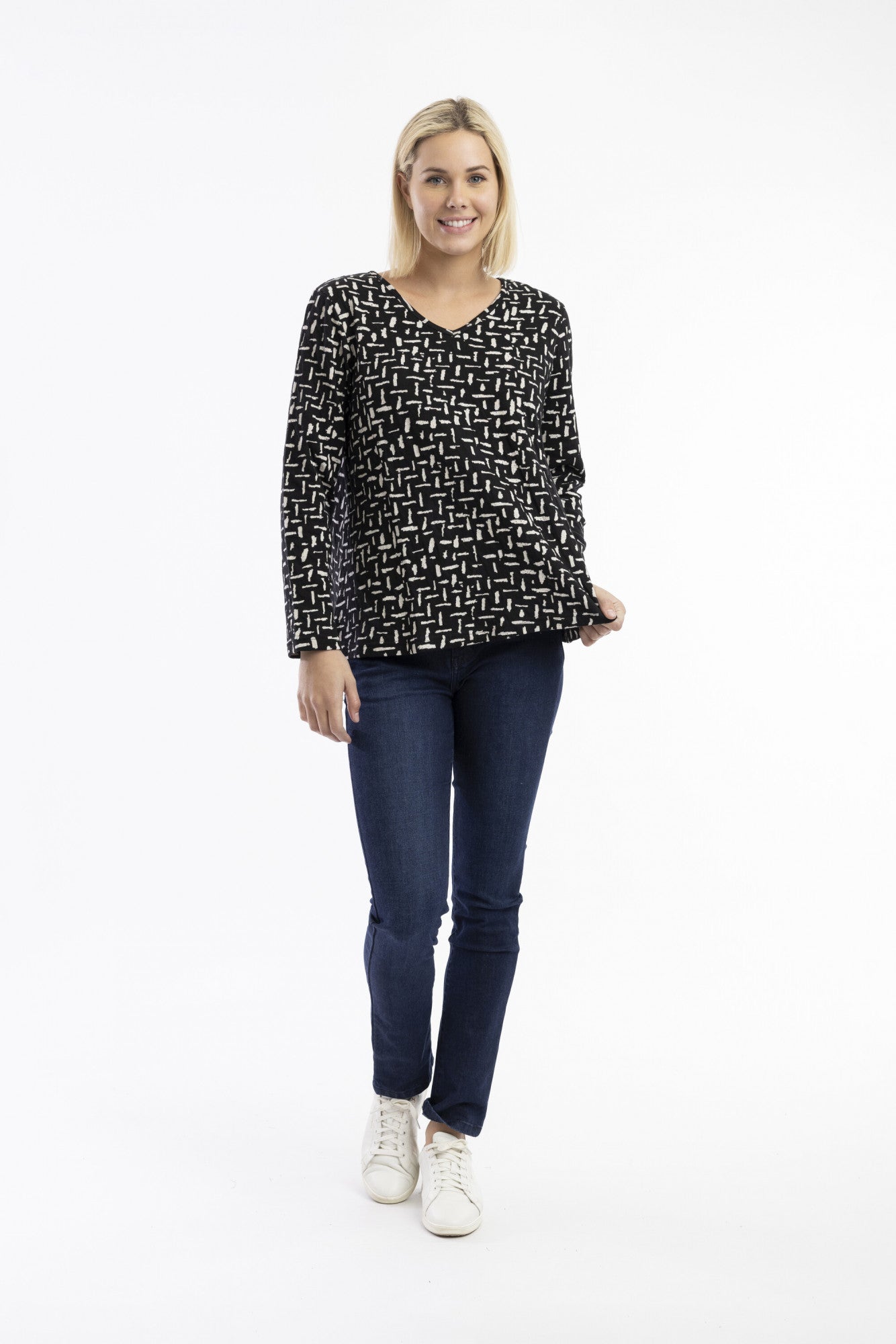 Makeba Contemporary Long Sleeve Top by Orientique